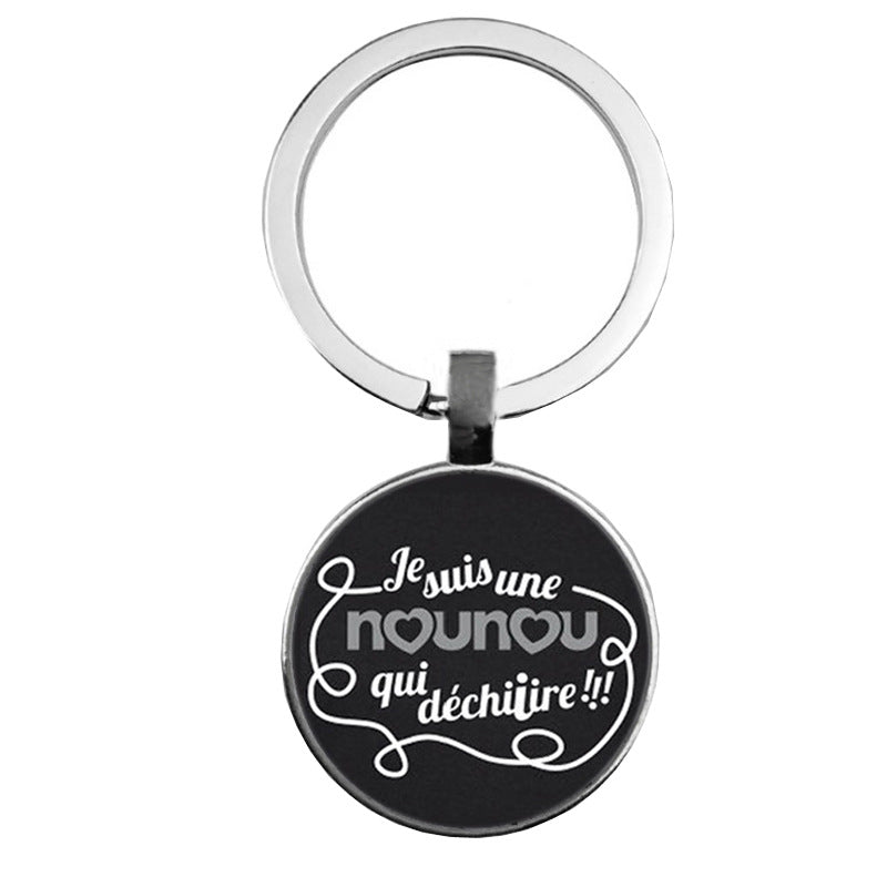 Wholesale of 25MM Time Gemstones Alloy Keychain